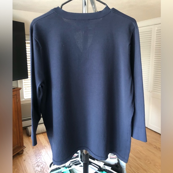 Talbots Navy Notch Neck 3/4 Sleeve Top size 1X - Picture 2 of 5
